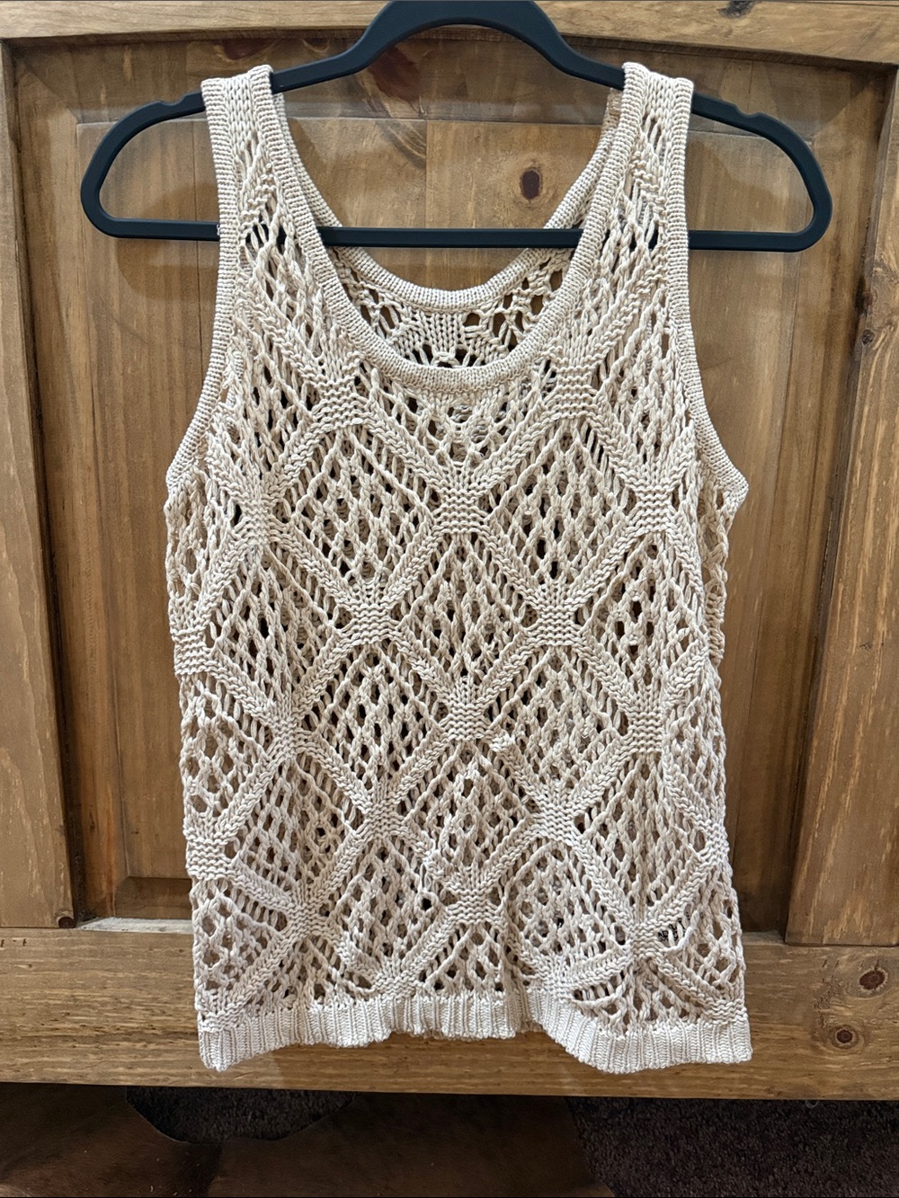 Amazon Cream Openwork Crochet Tank Top
